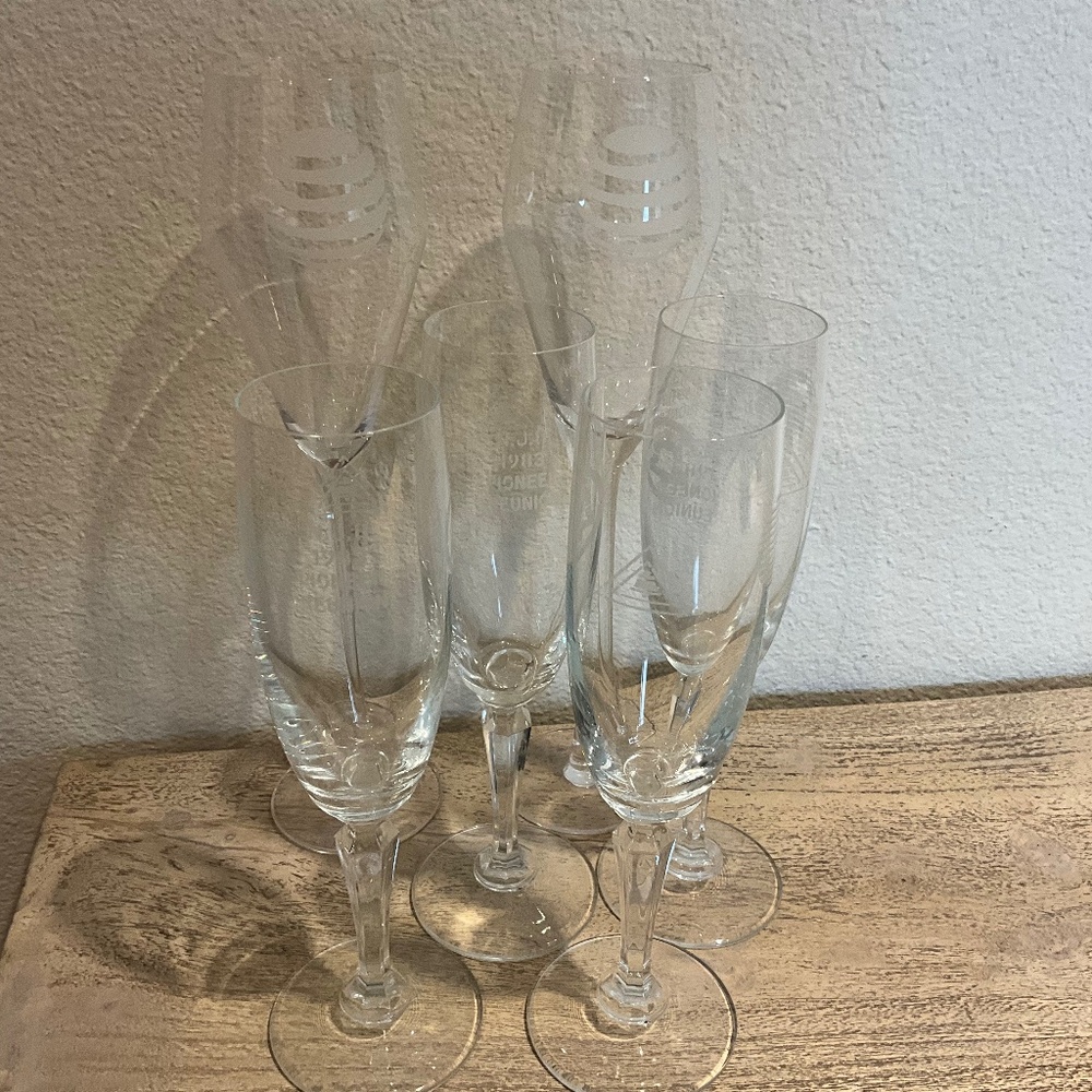 AT&T Logo Champagne Glasses Set of 6 - Vintage